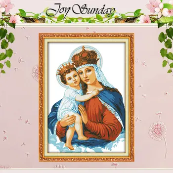 

11CT 14CT The Deep Love of Mon and Daughter Painting Counted Cross Stitch Religion Cross -stitch Sets Embroidery Kits Needlework