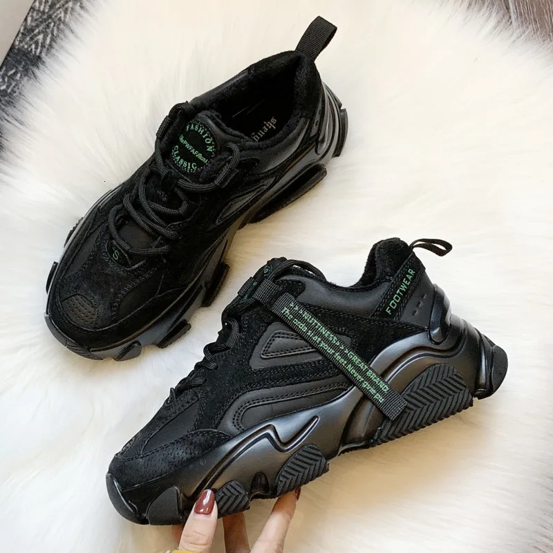 

2020 Women's Chunky Sneakers Fashion Platform Mesh Brand Women Casual Shoes Tennis Female Comfor Black Woman Vulcanized Shoes