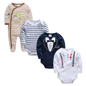 

Honeyzone 4Pcs/Set Twins Baby Clothes Summer Boys Fashion Print Jumpsuit Ropa Bebe Recien Nacido Newborn Baby Romper