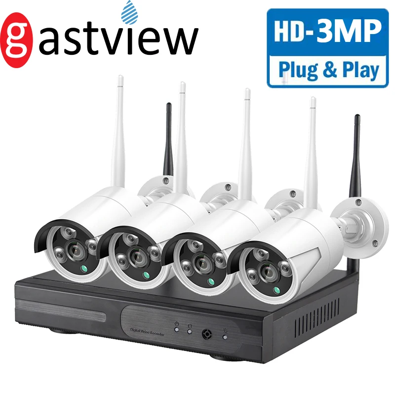 Комплект беспроводного видеорегистратора 4 канала 3 Мп HD аудио P2P 1080P ИК ночное