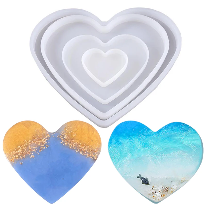 1pcs Silicone Coaster Mould Heart Shape Coaster DIY CraftsJewelry Tray Mould  Jewelry Making Tools