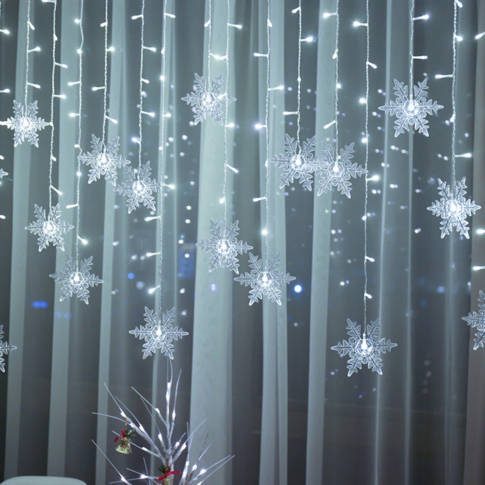 3,5 м Рождественский светильник-гирлянда со снежинками s 96 светильник s Droop занавес сосулька Сказочный светильник-Гирлянда для новогодней елки