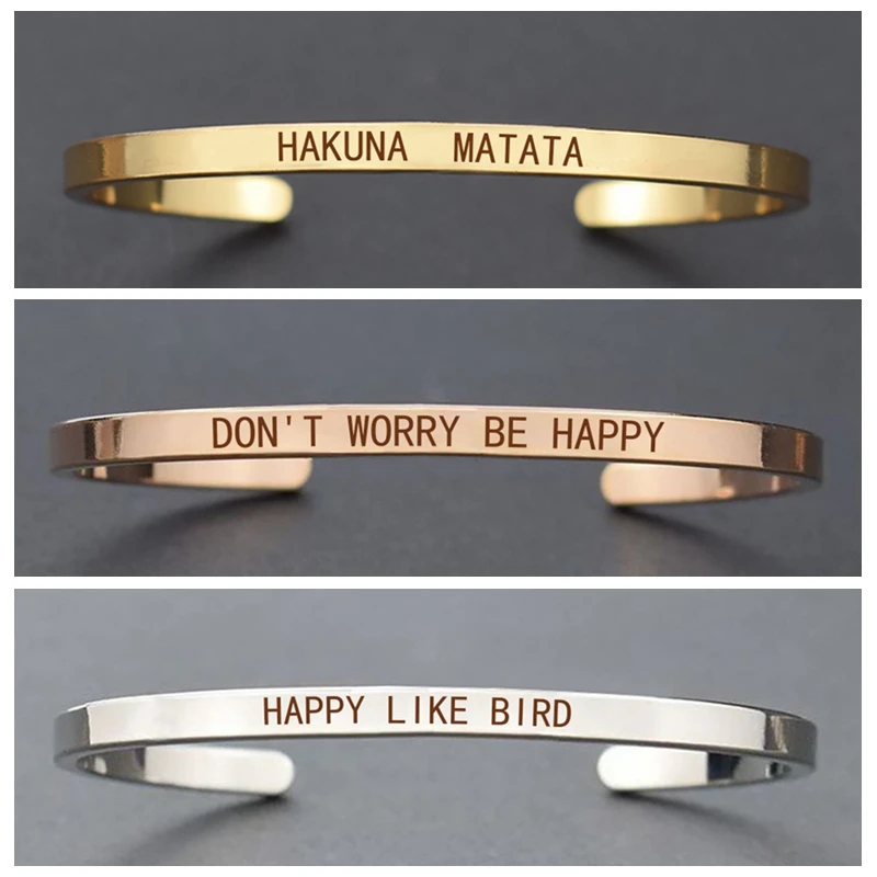 Модный простой женский браслет на запястье с цитатой Hakuna Matata Счастливые птицы
