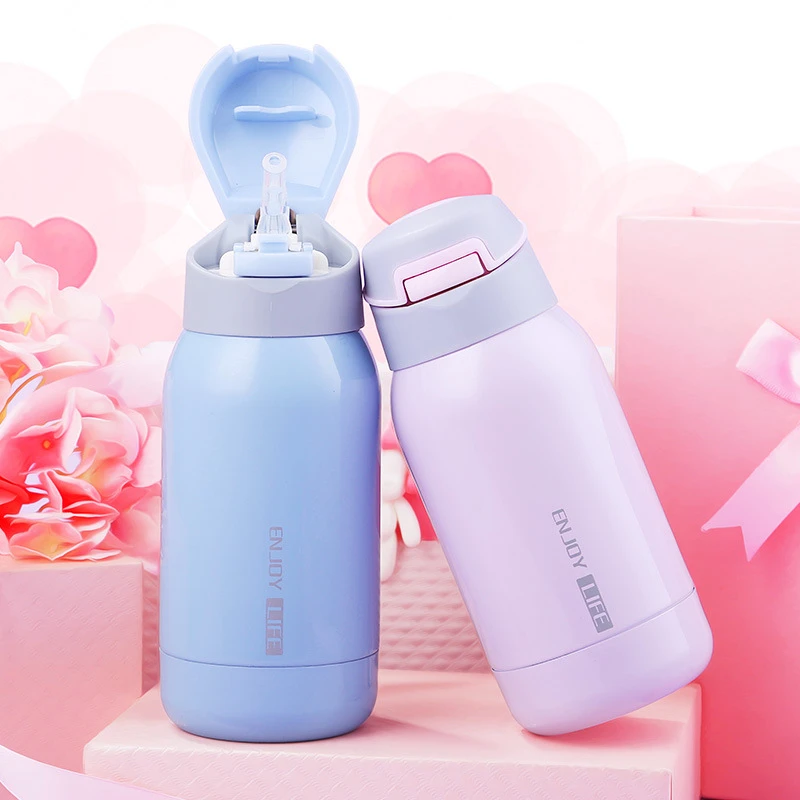 

260ml/450ml Stainless Steel Thermos Flasks Kids Insulation Cup With Straw Sport Vacuum Flasks Portable Straw Thermos Bottles