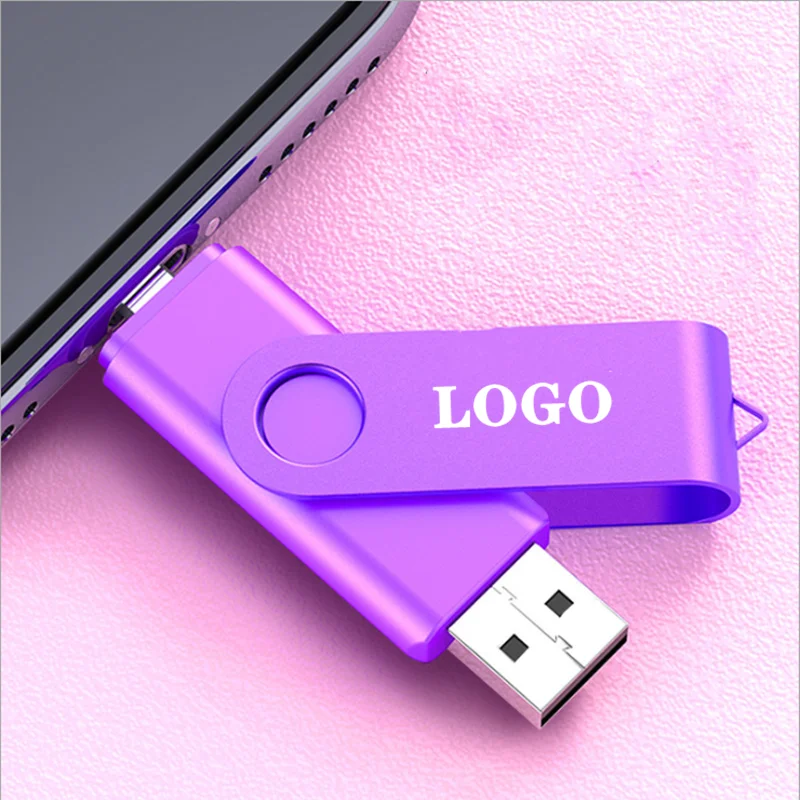 

360° Rotation Metal Usb Flash Drive OTG 3IN 1 Type-C Pen Drive High Quality PenDrive 16GB 32GB 4GB 64GB Memory Free Logo Gift