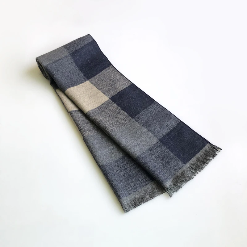 Knitted Scarf Classical Men's Winter Plaid Windproof Warm Cotton Shawls Soft Casual Business