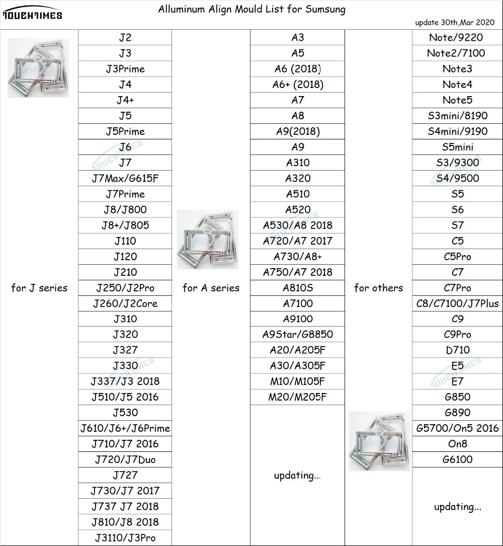 Alluminum mould list for Sumsung