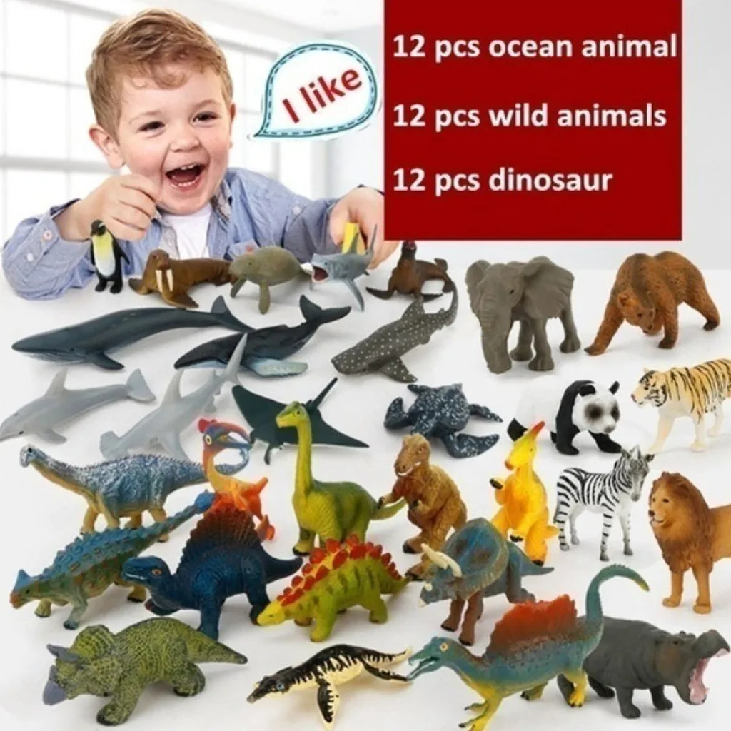 12x ANIMAL MODEL PLASTIC FIGURES JUNGLE WILD/Ocean/zootier Playset kindersp 