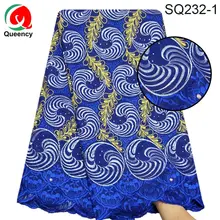 SQ232 DHL-лучшее качество и вышивка с камнями Хлопок Кружева Америка и Нигерия Швейцария вуаль кружево своими руками Одежда Ткань 5 ярдов