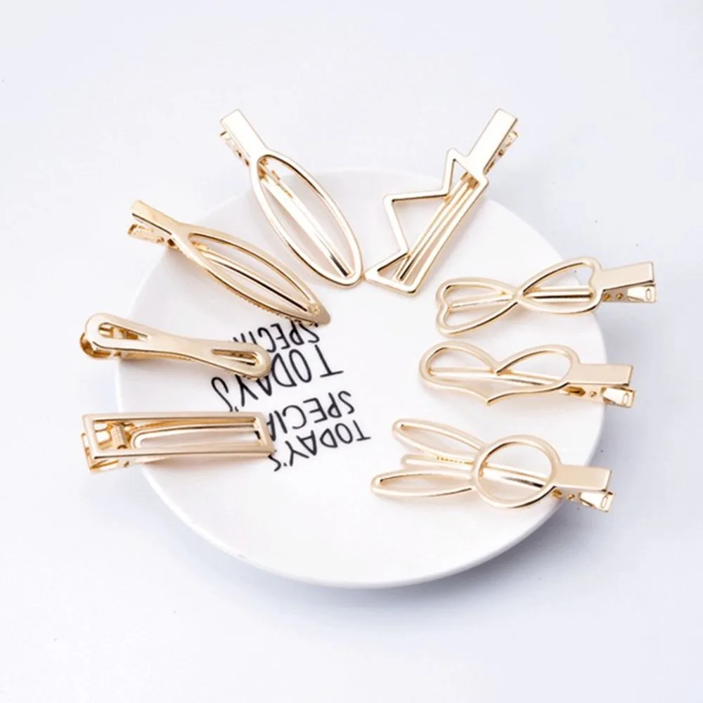 Hollow out Geometric Metal Hair Clips Heart Crown Bow Hairpins Barrettes Bobby Pins for Women Girls 4
