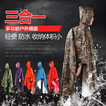 

3 in 1 Raincoat Backpack Rain Cover Rain Coat Hood Hiking Cycling Rain Cover Poncho Waterproof Tent Waterproof Outdoor Poncho
