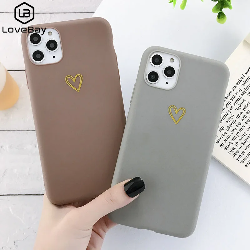 Простой однотонный чехол Lovebay с сердечками для iPhone 11 Pro Max X XS XR Xs мягкий ТПУ