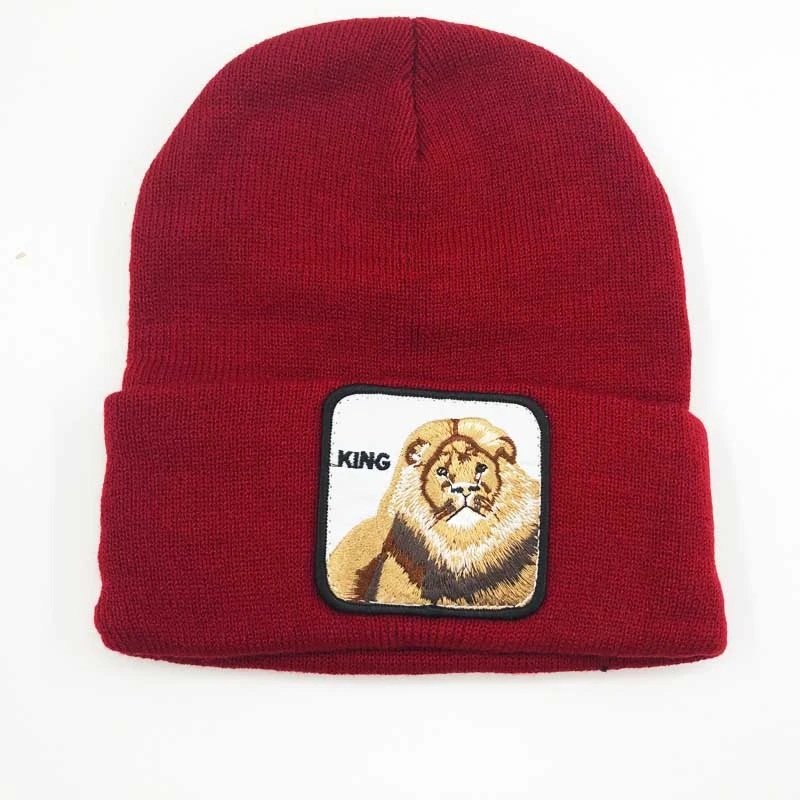 Женская вязаная шапка с вышивкой животного 25 цветов|Мужская Skullies & шапочки| |