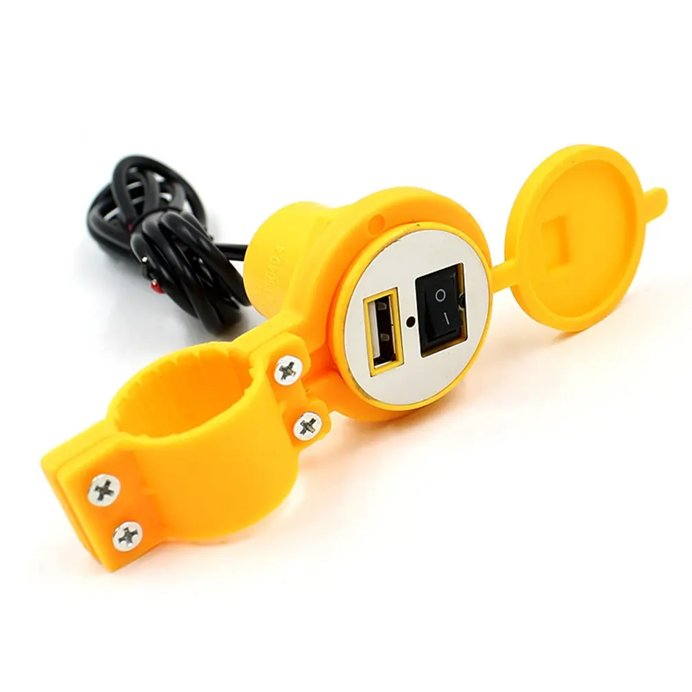 Мотоцикл Usb Автомобильное зарядное устройство с переключателем водонепроницаемый Usb скутер модифицированный мобильный телефон зарядное устройство 12 В ADS материал - Цвет: Yellow