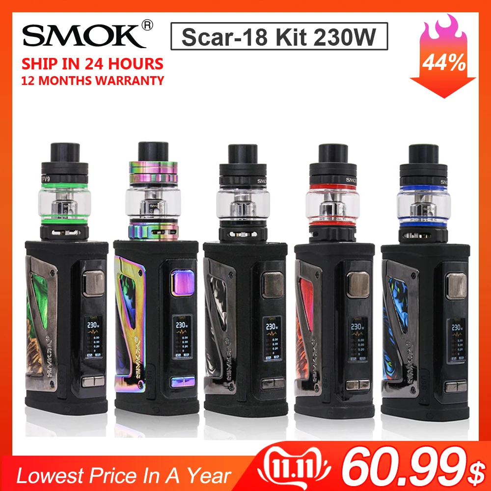 Оригинальный комплект SMOK SCAR 18 водонепроницаемая электронная сигарета 230 Вт вейп
