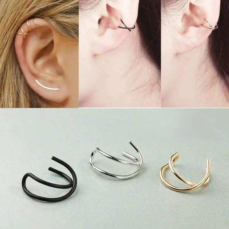 1 шт. панк-рок Клипсы-каффы обертывание без пирсинга-серьги-клипсы ювелирные изделия применяются для мужчин и женщин