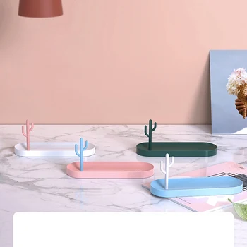 

Creative Cactus Jewelry Storage Rack Ring Holder Hand Decoration Tray Home Desktop Desk Organizing Box Storage Rack Home Decor