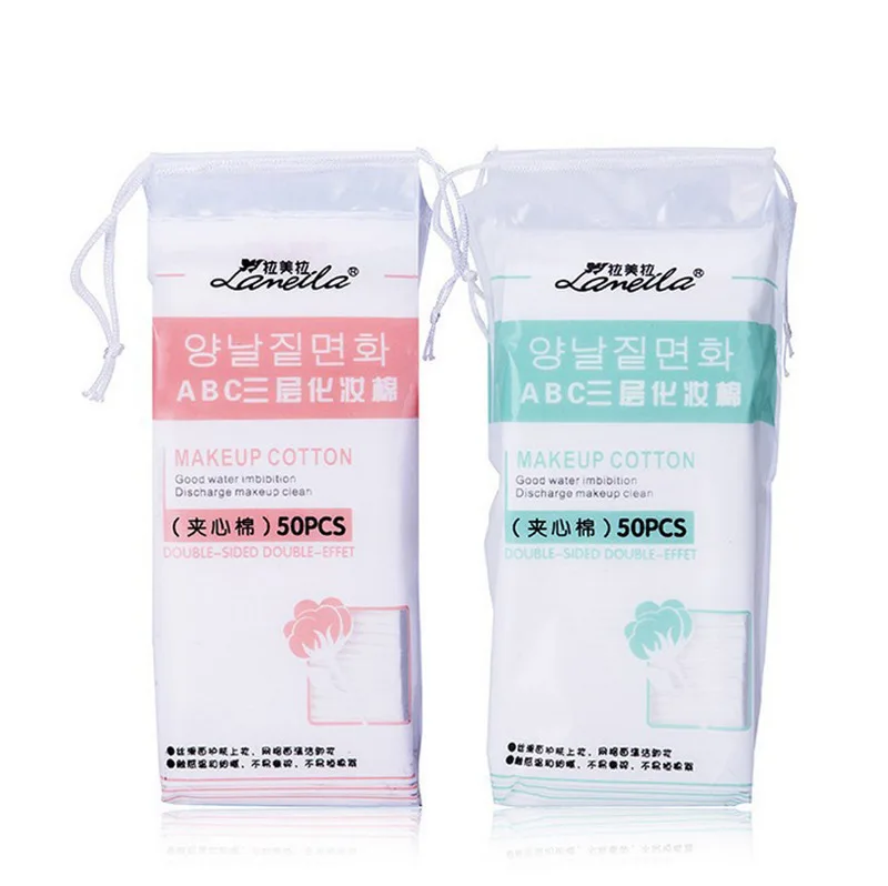 

Lameila Cotton Puff Facial Wipe Pressed Trim Padded High Efficiency Remover Cotton Puff 50 PCs B1091
