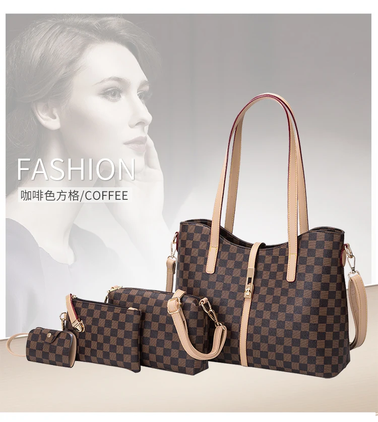 

KYYLSO four-piece female bag Printed large-capacity handbag trend Korean version of the single shoulder Messenger bag women