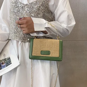 

Small Beach Clutch Bag Female Sling Bags For Women 2020 Summer New Tide Tiktok Messenger Bag Chain Straw Woven Shoulder Handbag