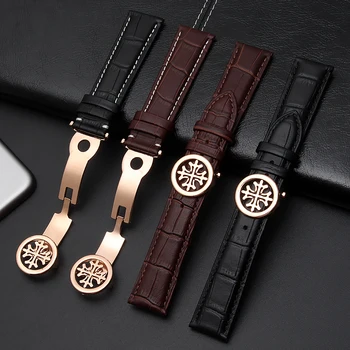

High quality leather strap19mm 20mm 21mm 22mm PP folding clasp suitable for Patek Philippe watch strap