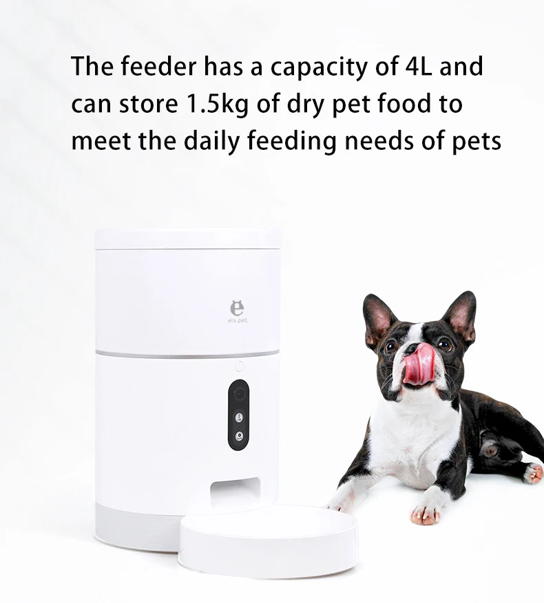 Dispensador automático de comida para mascotas con cámara gran angular de 113°