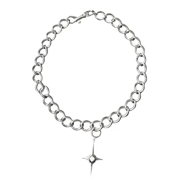 

European and American Retro Hip Hop Necklace Clavicle Chain Shiny Cross Star Necklace