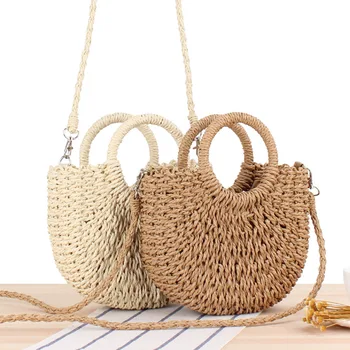 

Diysomes Handmade Half-round Rattan Woven Straw Bag Summer Women Messenger Crossbody Bags Girls Small Beach Handbag 2020 Lady