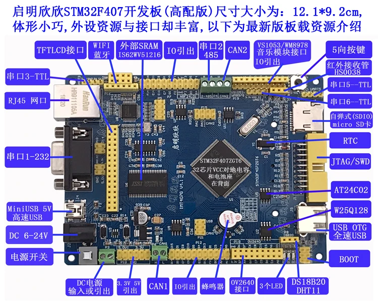 STM32F407ZGT6 макетная плата MCU промышленная плата управления IoT Порт двойной Can Bluetooth Wifi485