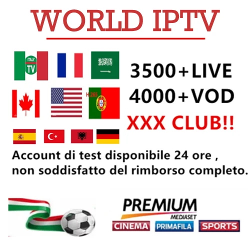 

WORLD IPTV M3U Subscription 6000+Live Super Italia IPTV Germany Italian Albania Turkey XXX for Android Enigma2 Smart TV test