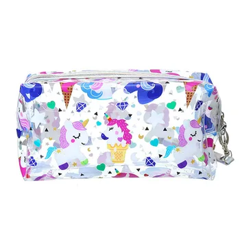 

Transparent Unicorn Alpaca Pencil Case Big zipper Capacity School Cosmetic Bag Storage pouch pen box School Supplies gift
