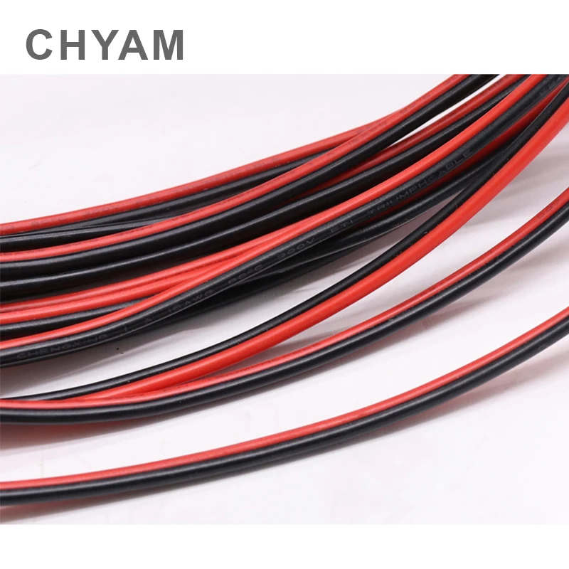 2 Pins Extension Cord 12AWG 14AWG 16AWG 18awg 20AWG Black And Red 2 Conductor Parallel Line Soft And Flexible Silicone Wire