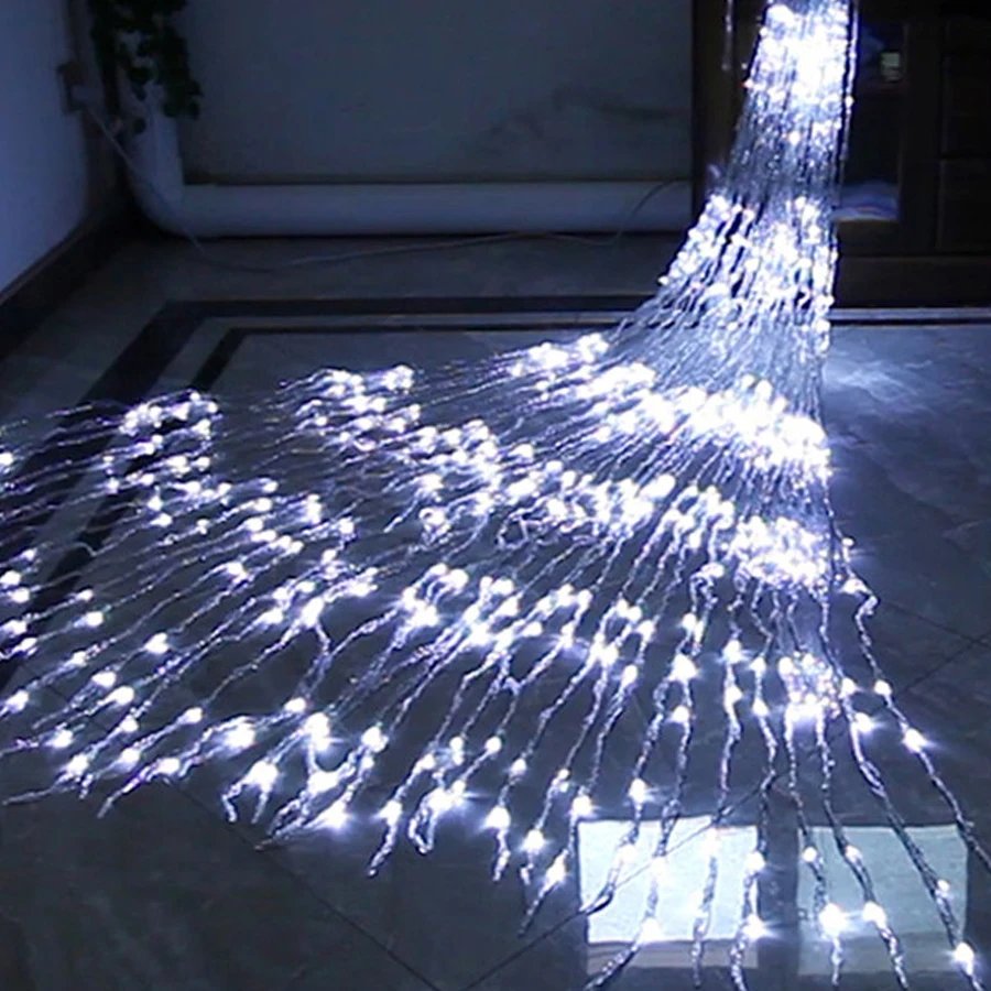 

Thrisdar 3X3M 320LED Waterfall Curtain Icicle String Light Meteor Shower Rain Effect Fairy String Light Christmas Snowfall Light