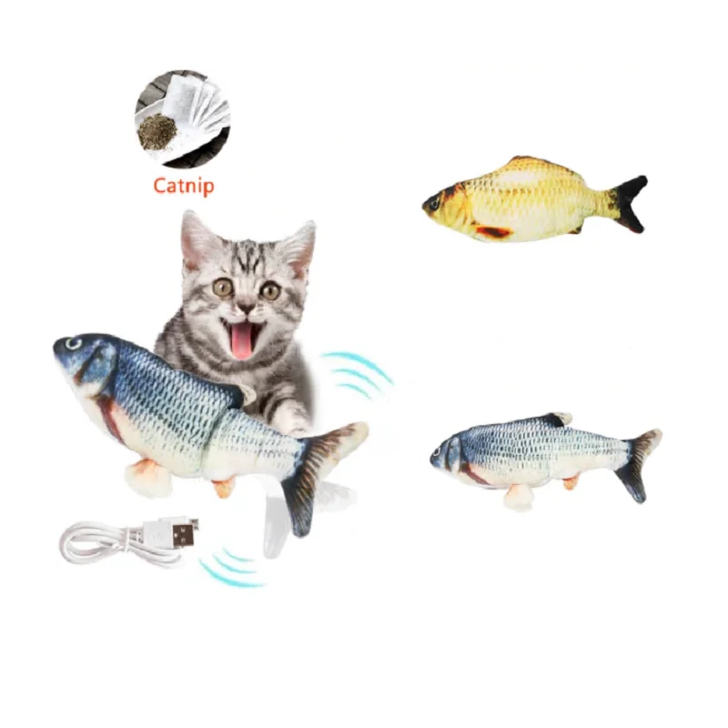 Liquidación Pet suave pez electrónico juguete de carga USB eléctrico pez de imitación juguetes de gato de masticar jugando suministros Lnwy3dXgWz0
