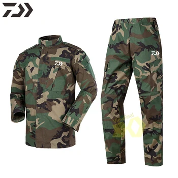 

Camouflage Fishing Suit Daiwa Fishing Clothing Men Tactical Soft Shell Jacket Pants Suit Hunting Hiking Outdoor Fishing Clothes