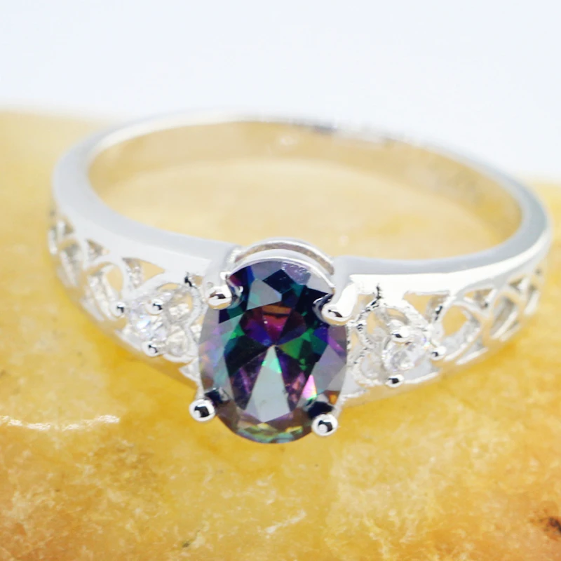 

Lingmei Birthstone Party Cocktail Wedding Rings For Women Oval Zircon Fashion Jewelry 925 Silver Ring Size 6 7 8 9 Anniversary