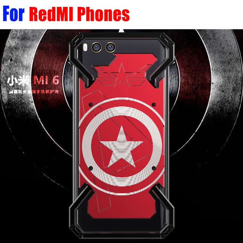 

Case For Xiaomi Redmi Note 8 Pro Note7 RedMI 7 6 5X 5S Plus 4X K20 Pro Fashion Cool US Captain Aluminum Metal Case Cover HP101
