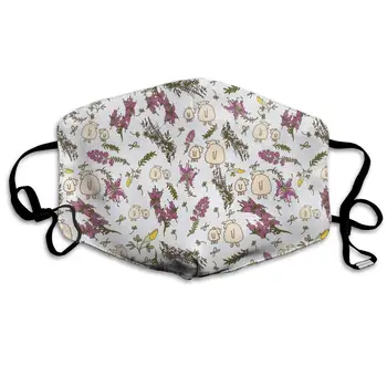 

Mouth Mask for Daily Dress Up, Sheep Floral Anti-dust Mouth-Muffle, Washable Reusable Holiday Half Face Masks for Mens and