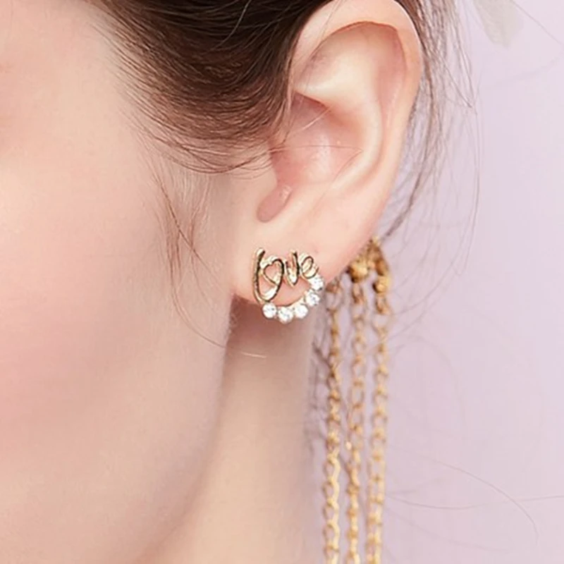 

2019 new style large-mode cute shiny LOVE earrings for girl costume jewelery wholesale for women