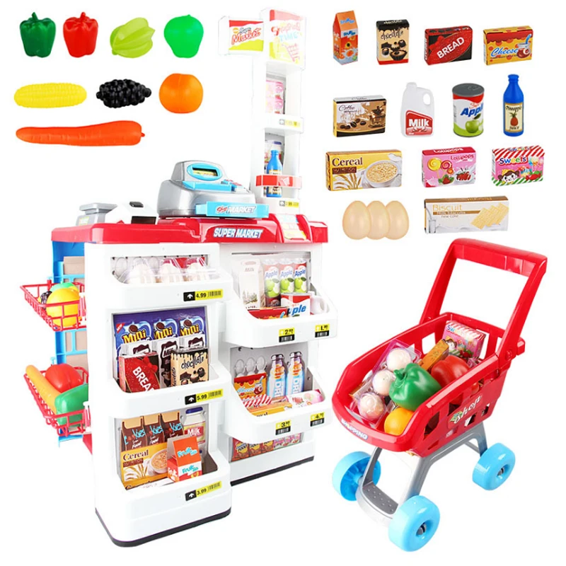 New Big Size Kitchen Set 82cm Height Plastic Pretend Play Toy With Light Kids Kitchen Cooking Supermarket Play Food Cart Toy D76 4