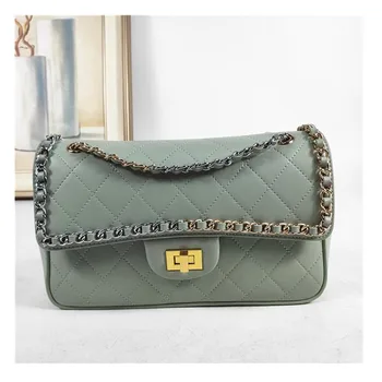 

Plaid sheepskin chain 2020 luxury 100% Genuine leather bags summer Small square Messenger bag Women's real leather Crossbody bag