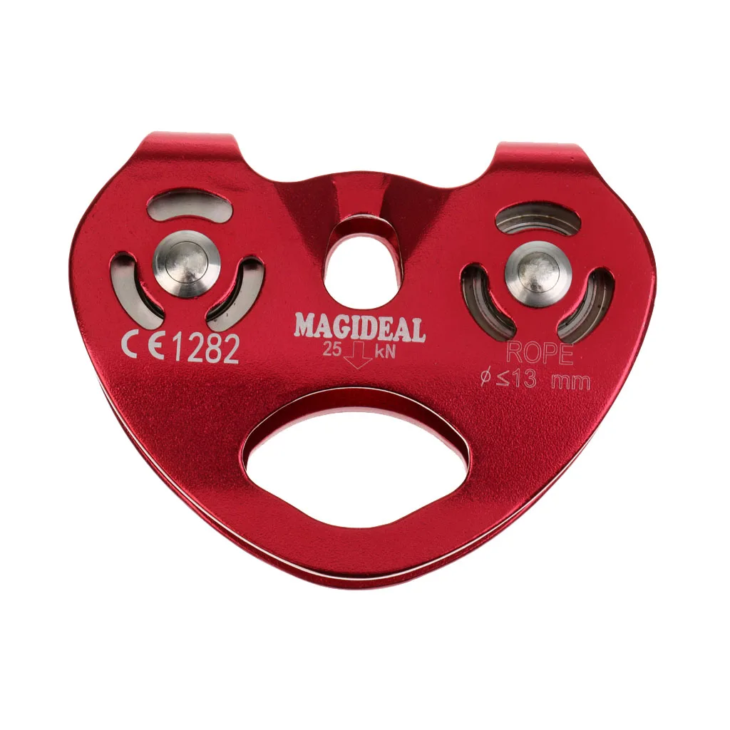 Heavy Duty 25KN Rock Climbing Tree Surgeon 8-13mm Rope Pulley + 25KN Screw Lock Carabiner Rappelling Rescue Gear Equipment