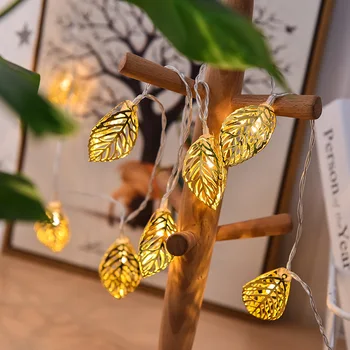 

LED Lighting Chain Cell Box Room Decoration Wrought Iron Leaves Lighting Chain Holiday Lights Ins Decorative Lights