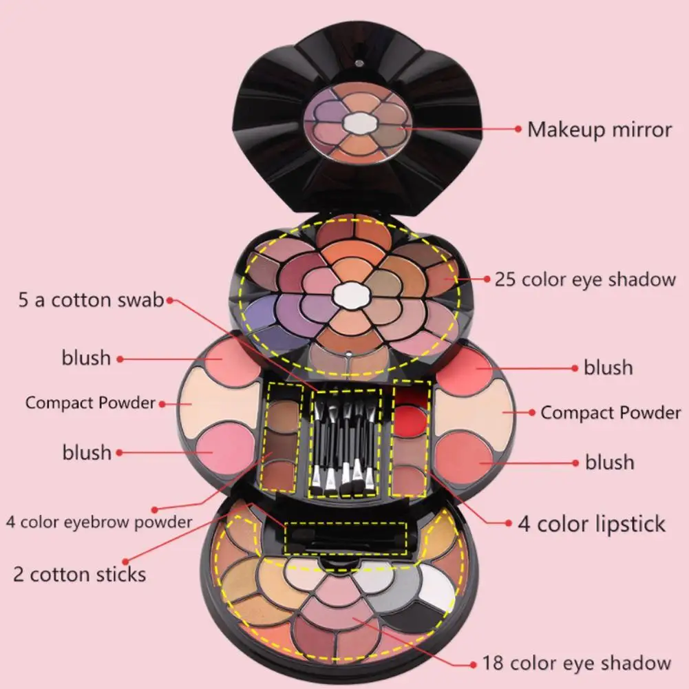 

Miss Rose Cosmetic Set Eye Shadow Brush Lip Eyebrow Powder Makeup Palette Professional Makeup Matte Eyeshadow Palette Foundation