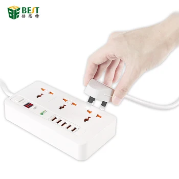 

BEST 2500W P04 Universal Smart Timer Switch Socket Plug 5 USB Port Charging Power Outlet EU/UK Plug 200cm Power Cord