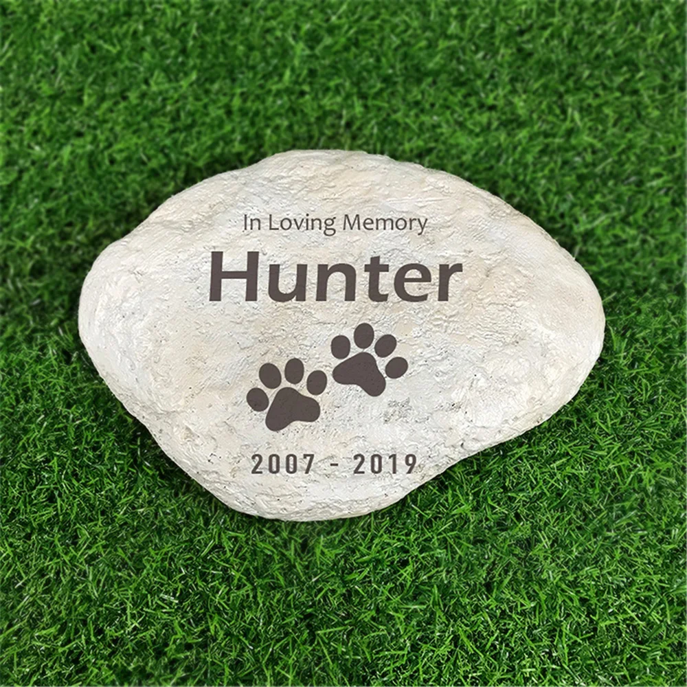 Personalized Resin Pet Memorial Stones For Paw Print Garden Stones Grave Markers For Outdoor garden decoration 11"&times;8" JSYS