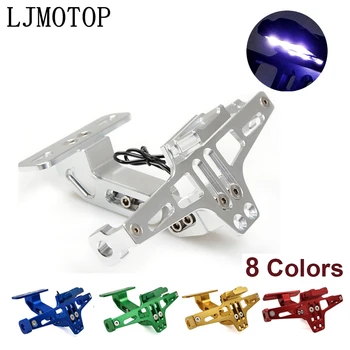 

Motorcycle License Plate Frame Holder Bracket Adjustable Angle + LED Light CNC For HONDA Honda XADV 750 X-11 CBR250R VFR 1200/F