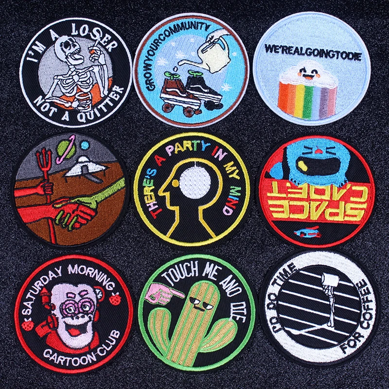 

Pulaqi Rock Hippie Patch Round Badges For Clothes Custom Embroidered Patches For Clothing Stickers On Clothes Applique Stripe F