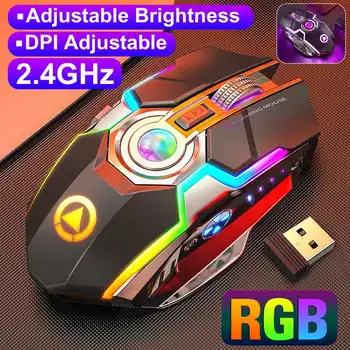 

2.4GHz RGB Wireless Gaming Mouse 1600 DPI RGB Backlit 7 Programmable Buttons Rechargeable Wireless Mouse for PC Laptop Gamer