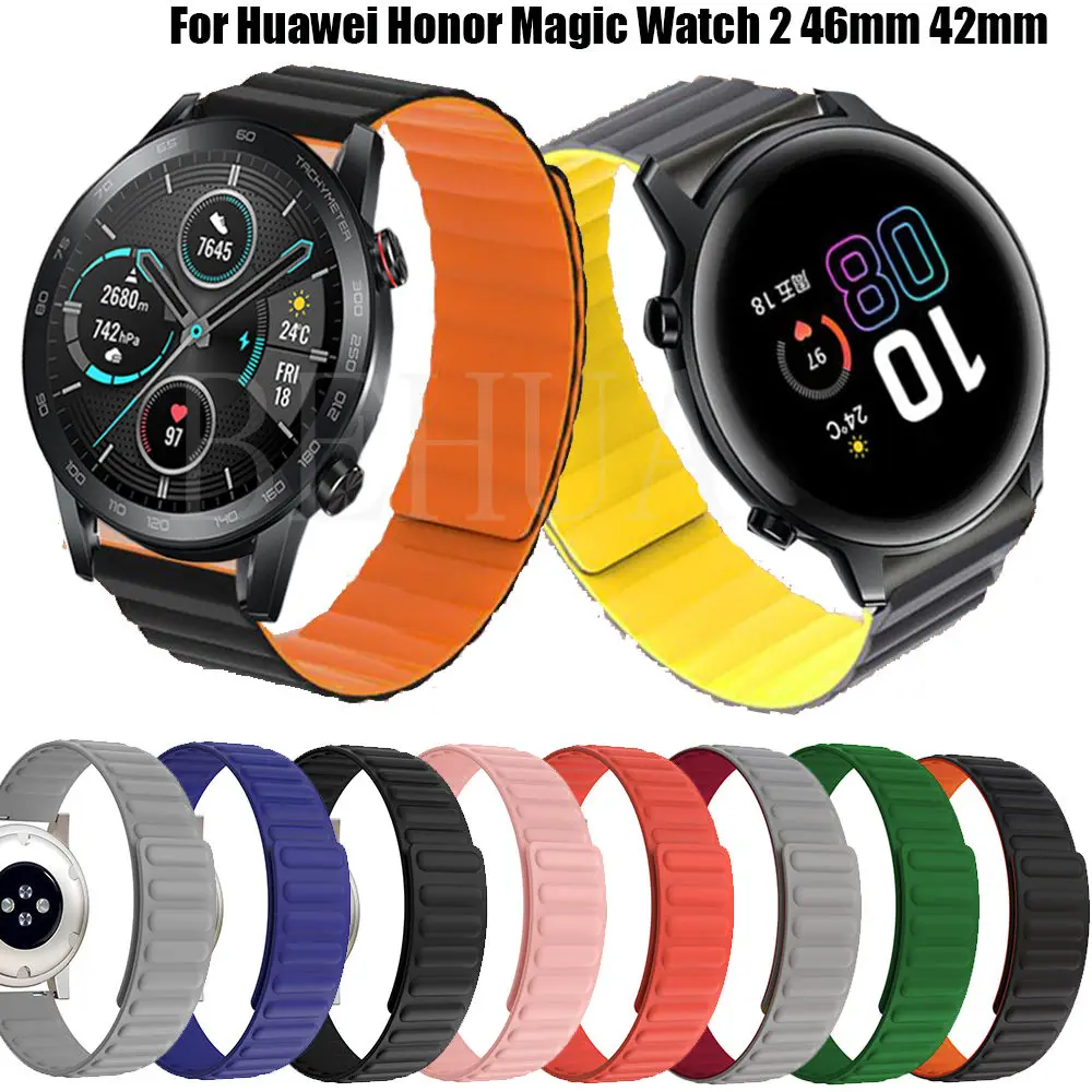 

20 22mm WatchBand Strap For Huawei Honor Magic Watch 2 46mm 42mm Amazfit Stratos 3 2S WristBand Silicone Magnetic loop Bracelet